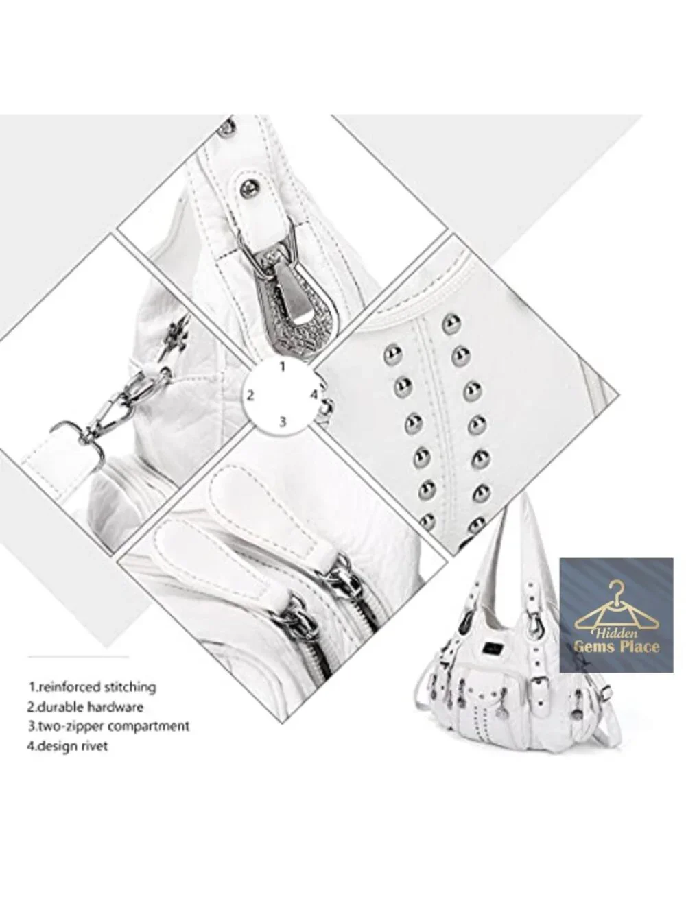 Soft PU Leather Large Hobo Shoulder Bag with Multiple Pockets